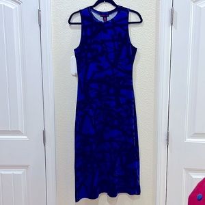 Material Girl Midi Purple/Black Print Sleeveless A-Line Dress